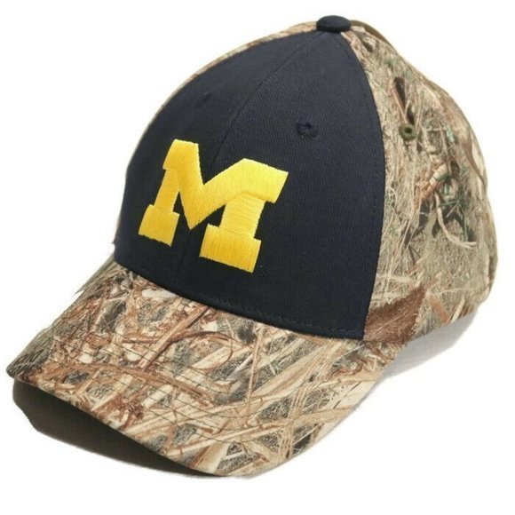 University Of Michigan Wolverines Hat Baseball Cap Mossy Oak‎ Camouflage - Picture 1 of 10